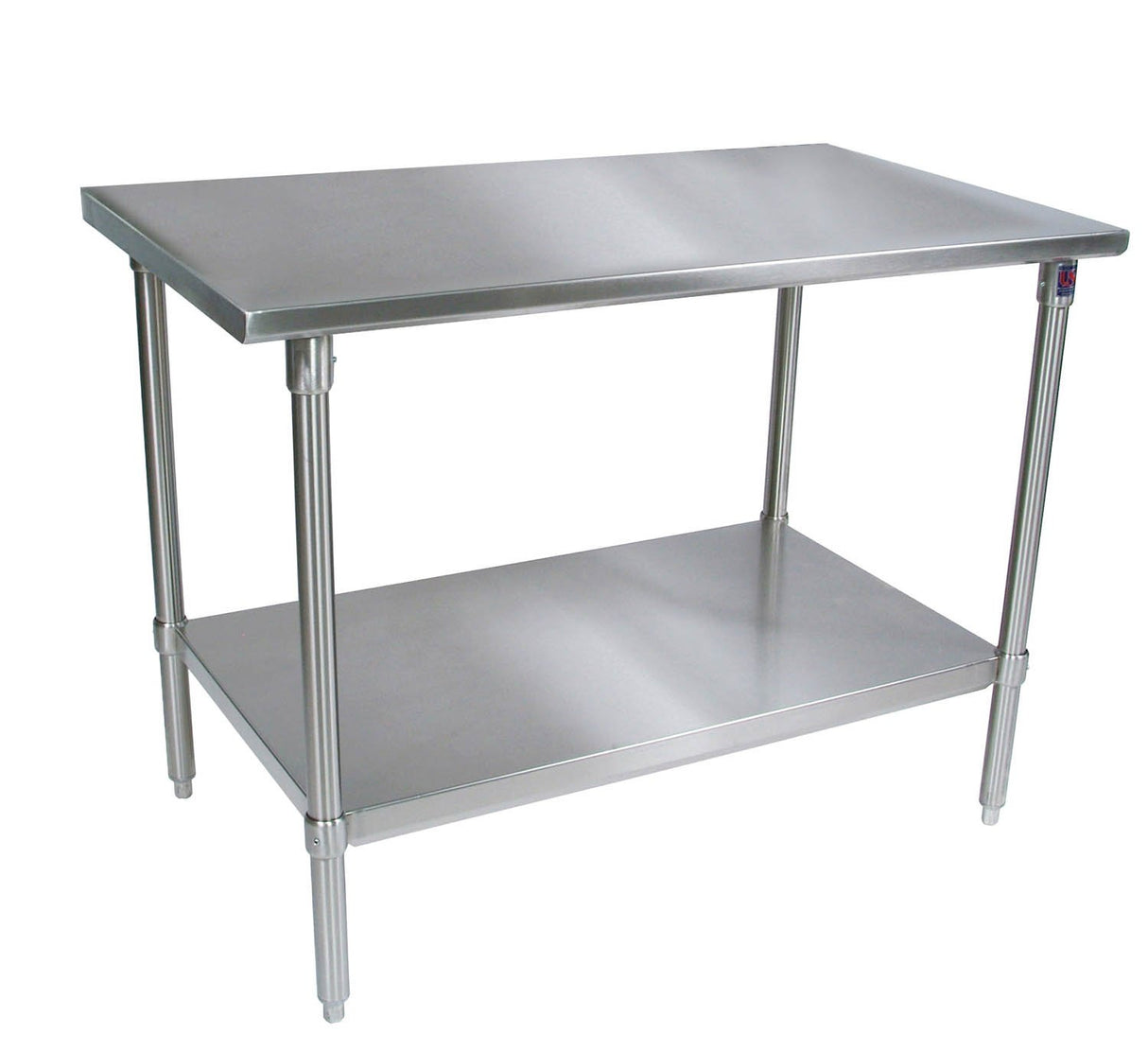 John Boos ST6-3060SSK Stallion Stainless Steel Flat Top Work Table with Adjustable Lower Shelf and Legs, 60" Length x 30" Width