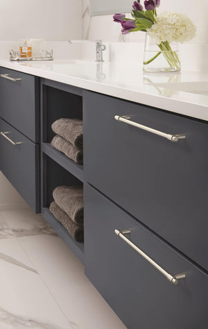 Amerock Cabinet Pull Satin Nickel 8-13/16 inch (224 mm) Center-to-Center Destine 1 Pack Drawer Pull Cabinet Handle Cabinet Hardware
