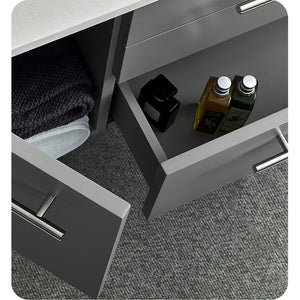 Fresca FCB6136GR-UNS-R-CWH-U Fresca Lucera 36" Gray Wall Hung Modern Bathroom Cabinet w/ Top & Undermount Sink - Right Version