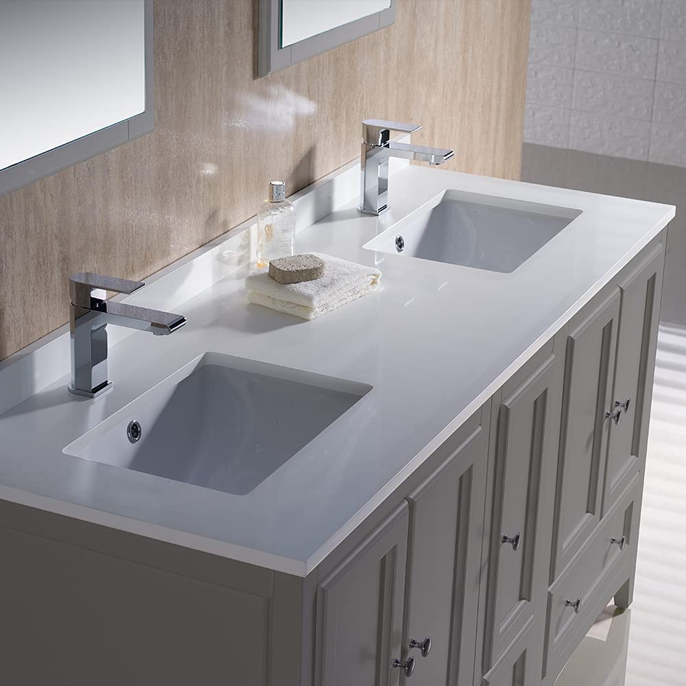 Fresca FVN20-241224GR Fresca Oxford 60" Gray Traditional Double Sink Bathroom Vanity