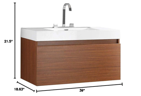 Fresca FCB8010TK-I Fresca Mezzo 39" Teak Modern Bathroom Cabinet w/ Integrated Sink