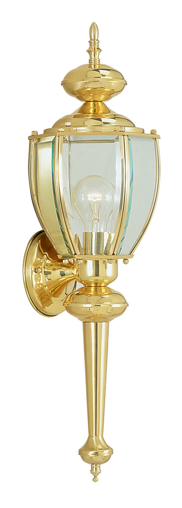 Livex Lighting 2112-02 Outdoor Wall Lantern with Clear Beveled Glass Shades, Polished Brass