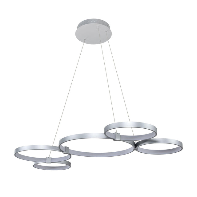 Vonn VMC32410AL 55" LED Chandelier, Multi-Ring Adjustable Hanging Light, Modern Chandelier Lighting, Capella Collection Silver