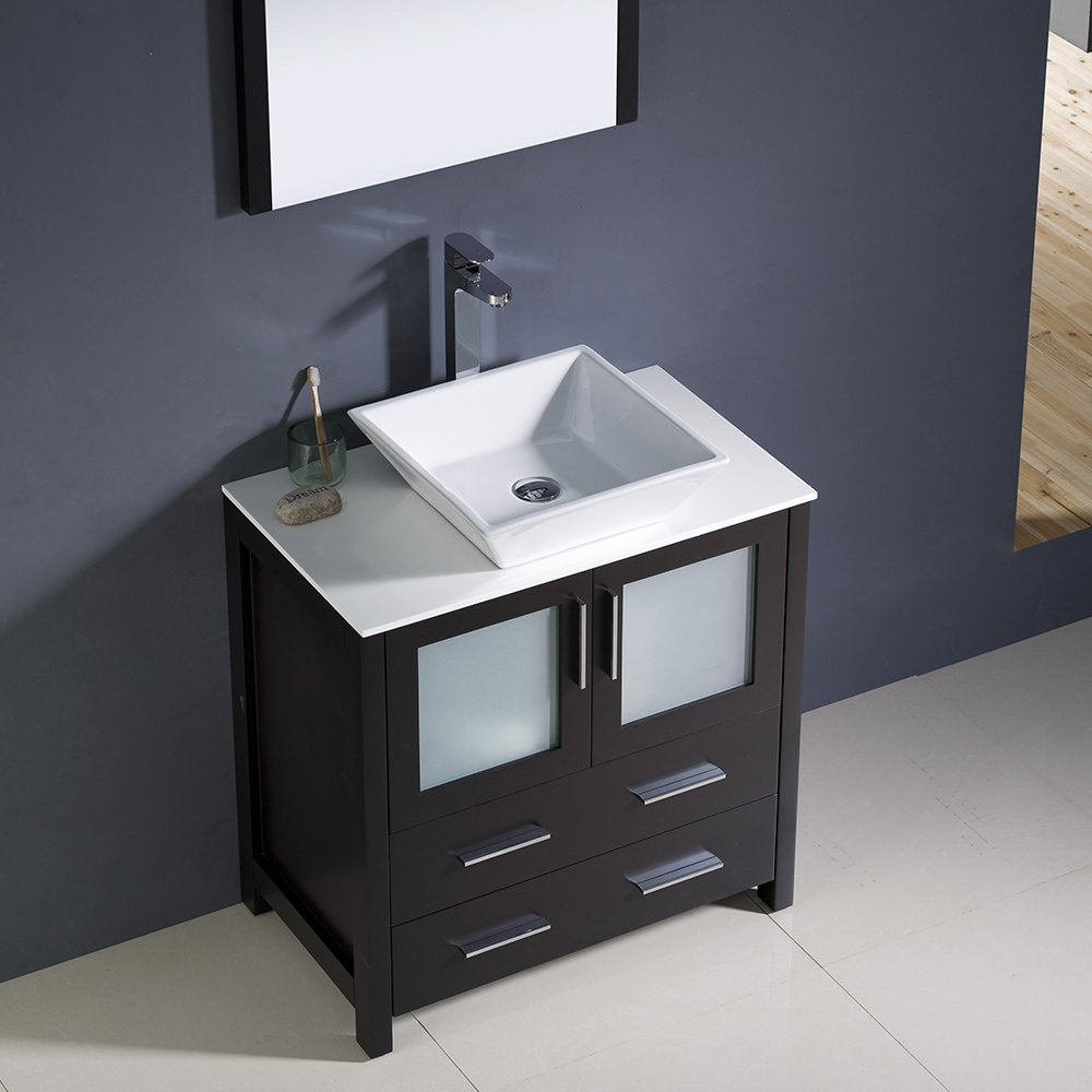 Fresca FVN6230ES-VSL Fresca Torino 30" Espresso Modern Bathroom Vanity w/ Vessel Sink