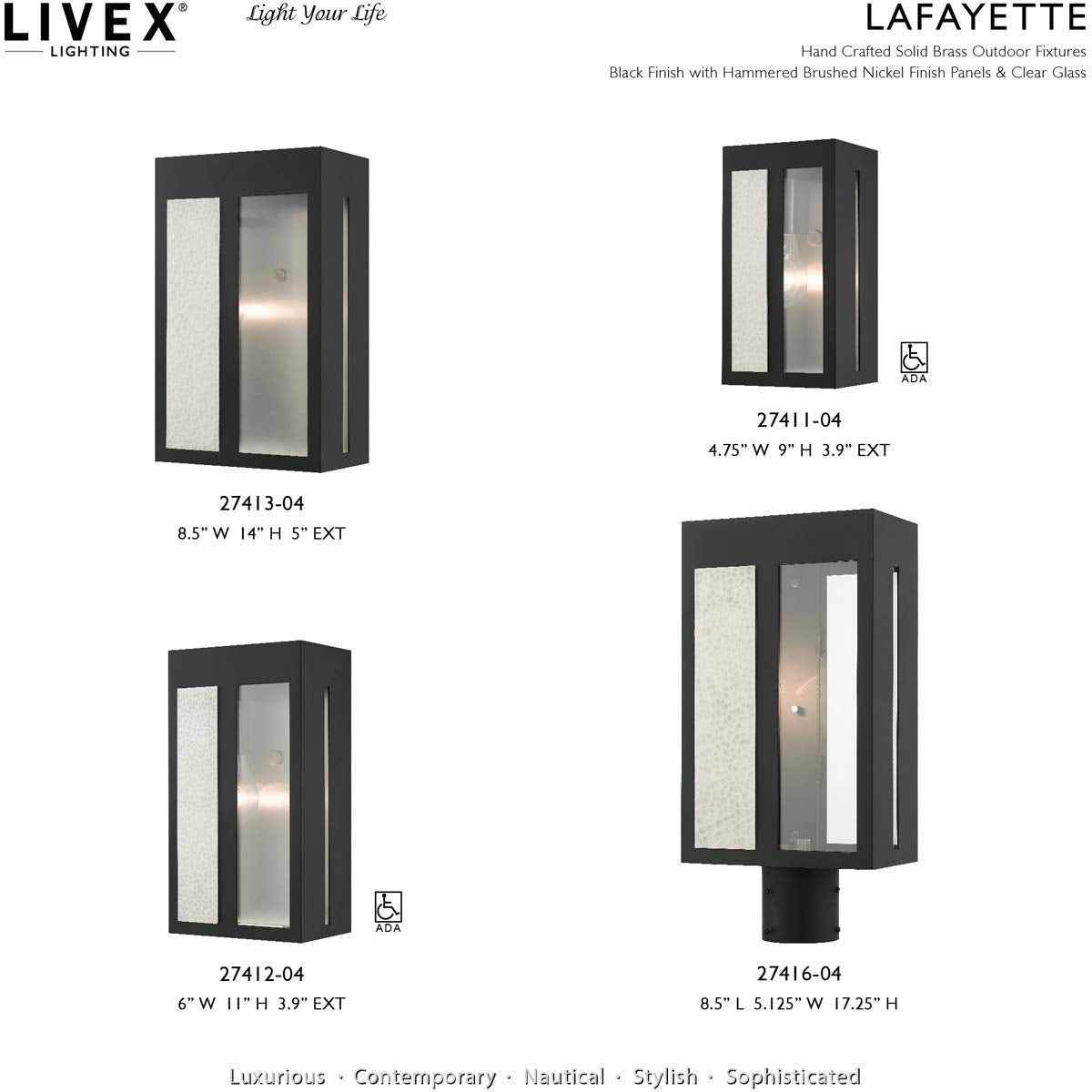Livex Lighting 27413-04 Lafayette 1 Light 14 inch Black Outdoor Wall Lantern