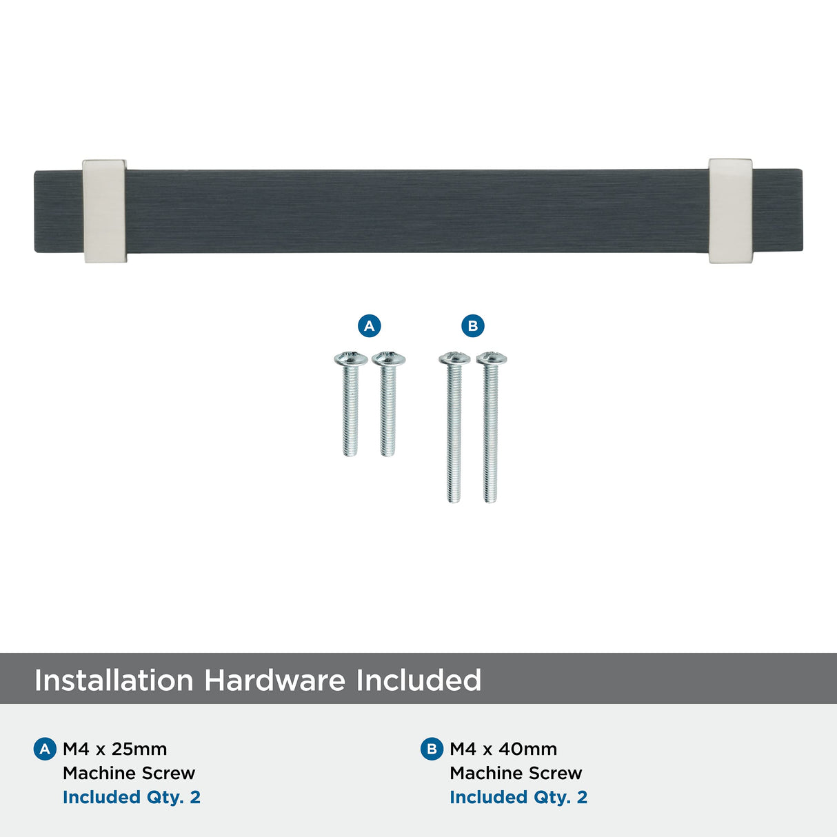 Amerock Cabinet Pull Brushed Matte Black/Satin Nickel 5-1/16 inch (128 mm) Center to Center Overton 1 Pack Drawer Pull Drawer Handle Cabinet Hardware