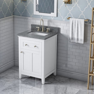 Jeffrey Alexander VKITCHA24WHBOR 24" White Chatham Vanity, Boulder Cultured Marble Vanity Top, undermount rectangle bowl