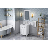 Jeffrey Alexander VKITCHA24WHWCR 24" White Chatham Vanity, White Carrara Marble Vanity Top, undermount rectangle bowl