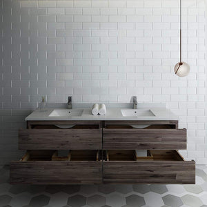 Fresca FCB31-3636ACA Fresca Formosa 70" Wall Hung Double Sink Modern Bathroom Cabinet