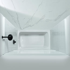 New England Home Goods 60” x 32” Four-Piece Direct-to-Stud Alcove Tub Surround with Left-Drain Hole Soaking Bathtub Combo in White