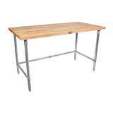 John Boos JNB08 High-Quality Maple Wood Top Kitchen Food Prep Work Table with Galvanized Steel Base, 48 x 30 1.5-Inches
