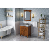 Jeffrey Alexander VKITCHA30CHSGR 30" Chocolate Chatham Vanity, Steel Grey Cultured Marble Vanity Top, undermount rectangle bowl