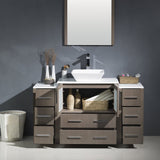 Fresca FVN62-123012GO-VSL Fresca Torino 54" Gray Oak Modern Bathroom Vanity w/ 2 Side Cabinets & Vessel Sink