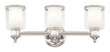 Livex Lighting 40213-35 Middlebush Collection 3-Light Bathroom Vanity Light with Double Shaded Hand Crafted Glass Shades, Polished Nickel, 23.5 x 6.5 x 9