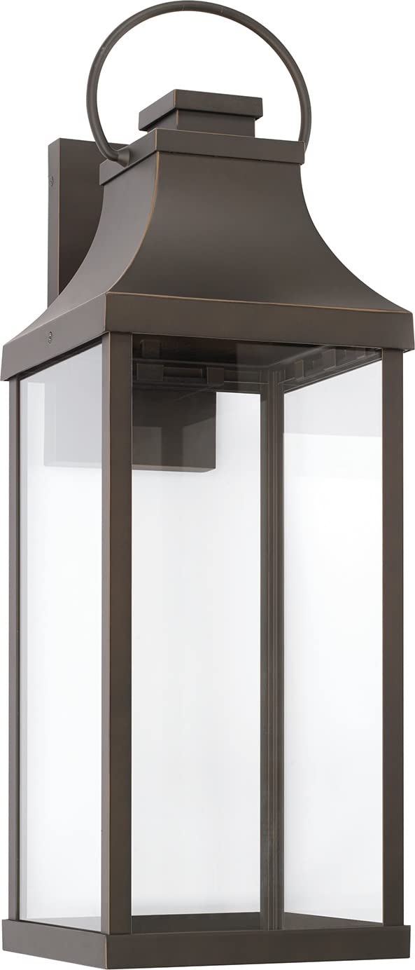 Capital Lighting 946441OZ-GL Bradford 1 Light Outdoor Wall Lantern Oiled Bronze