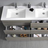 Fresca FVN93-3636MGO-D Fresca Lazzaro 72" Gray Wood Free Standing Double Sink Modern Bathroom Vanity w/ Medicine Cabinet