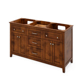 Jeffrey Alexander VKITCHA60CHCQR 60" Chocolate Chatham Vanity, double bowl, Calacatta Vienna Quartz Vanity Top, two undermount rectangle bowls