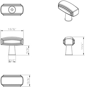 Jeffrey Alexander 519SN 1-9/16" Overall Length Satin Nickel Rectangle Delgado Cabinet Knob