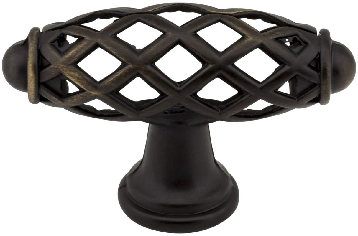 Jeffrey Alexander 749ABSB 2-5/16" Overall Length Antique Brushed Satin Brass Birdcage Tuscany Cabinet "T" Knob