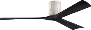 Matthews Fan IR3H-BW-BK-60 Irene-3H three-blade flush mount paddle fan in Barn Wood finish with 60” solid matte black wood blades. 