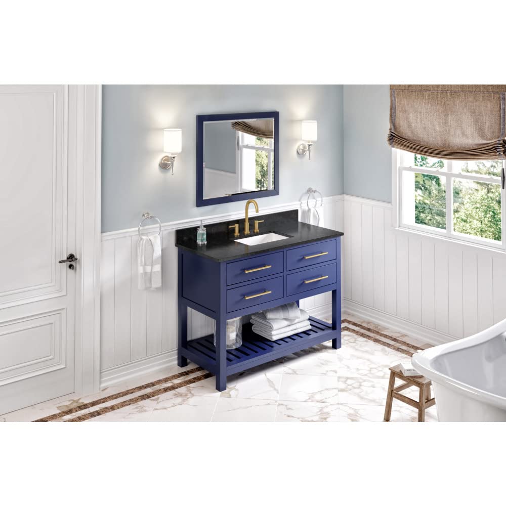 Jeffrey Alexander VKITWAV48BLBGR 48" Hale Blue Wavecrest Vanity, Black Granite Vanity Top, undermount rectangle bowl