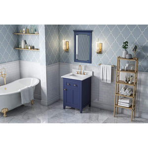 Jeffrey Alexander VKITCHA24BLWCR 24" Hale Blue Chatham Vanity, White Carrara Marble Vanity Top, undermount rectangle bowl