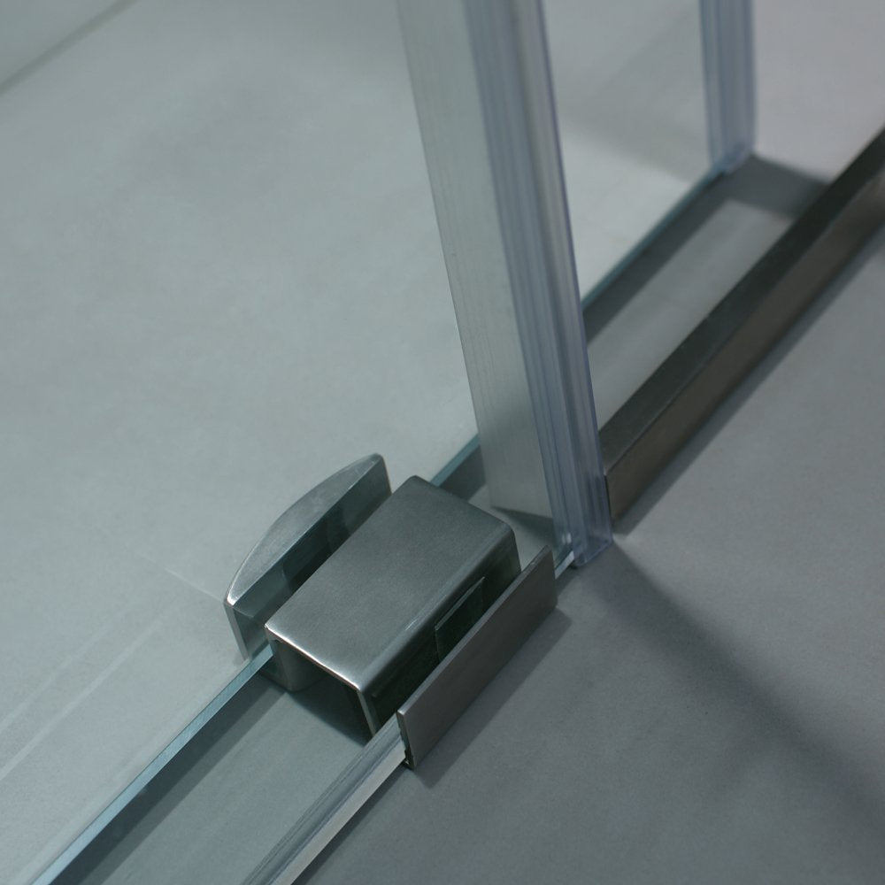 VIGO Adjustable 52 - 56 in. W x 74 in. H Frameless Sliding Rectangle Shower Door with Clear Tempered Glass and Stainless Steel Hardware in Chrome Finish with Reversible Handle - VG6041CHCL5674