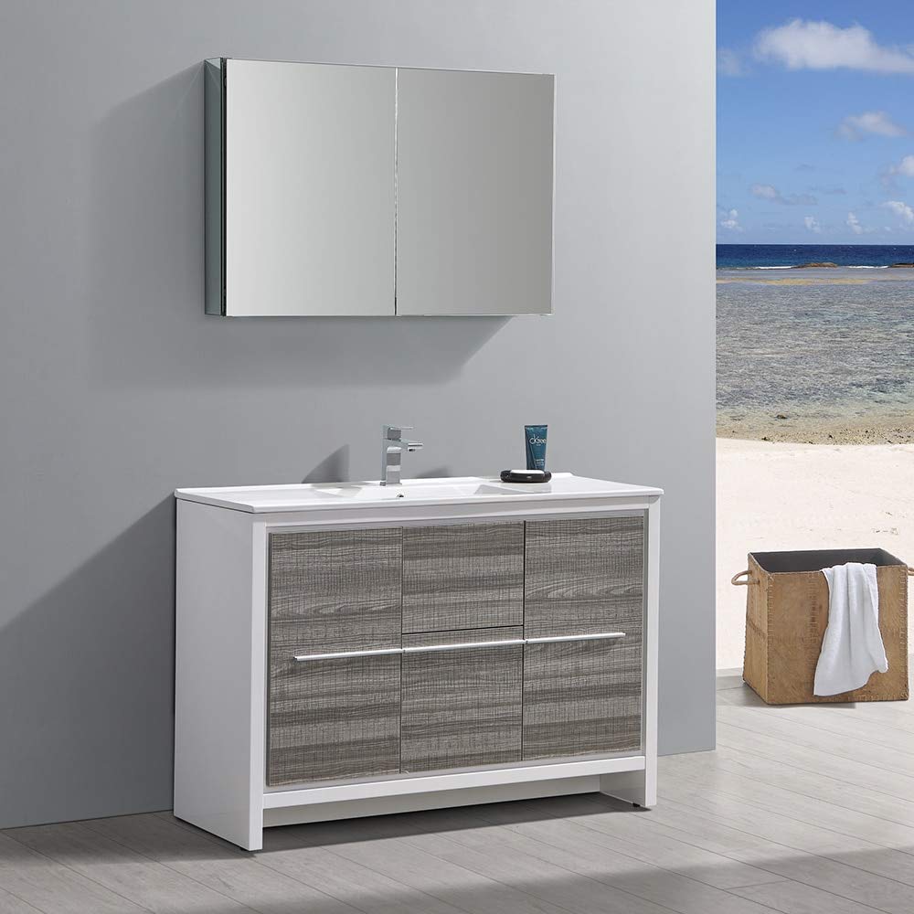 Fresca FVN8148HA Fresca Allier Rio 48" Ash Gray Single Sink Modern Bathroom Vanity w/ Medicine Cabinet