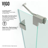 VIGO Adjustable 60 - 66 in. W x 72 in. H Frameless Pivot Rectangle Shower Door with Clear Tempered Glass and St. Steel Hardware in Brushed Nickel Finish with Reversible Handle - VG6042BNCL66