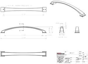 Jeffrey Alexander 944-12BNBDL 12" Center-to-Center Brushed Pewter Arched Roman Appliance Handle