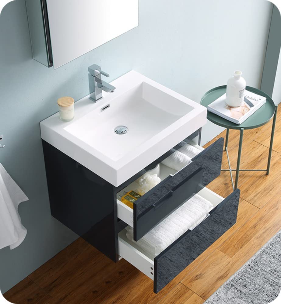 Fresca FCB8324GG Fresca Valencia 24" Dark Slate Gray Wall Hung Modern Bathroom Cabinet