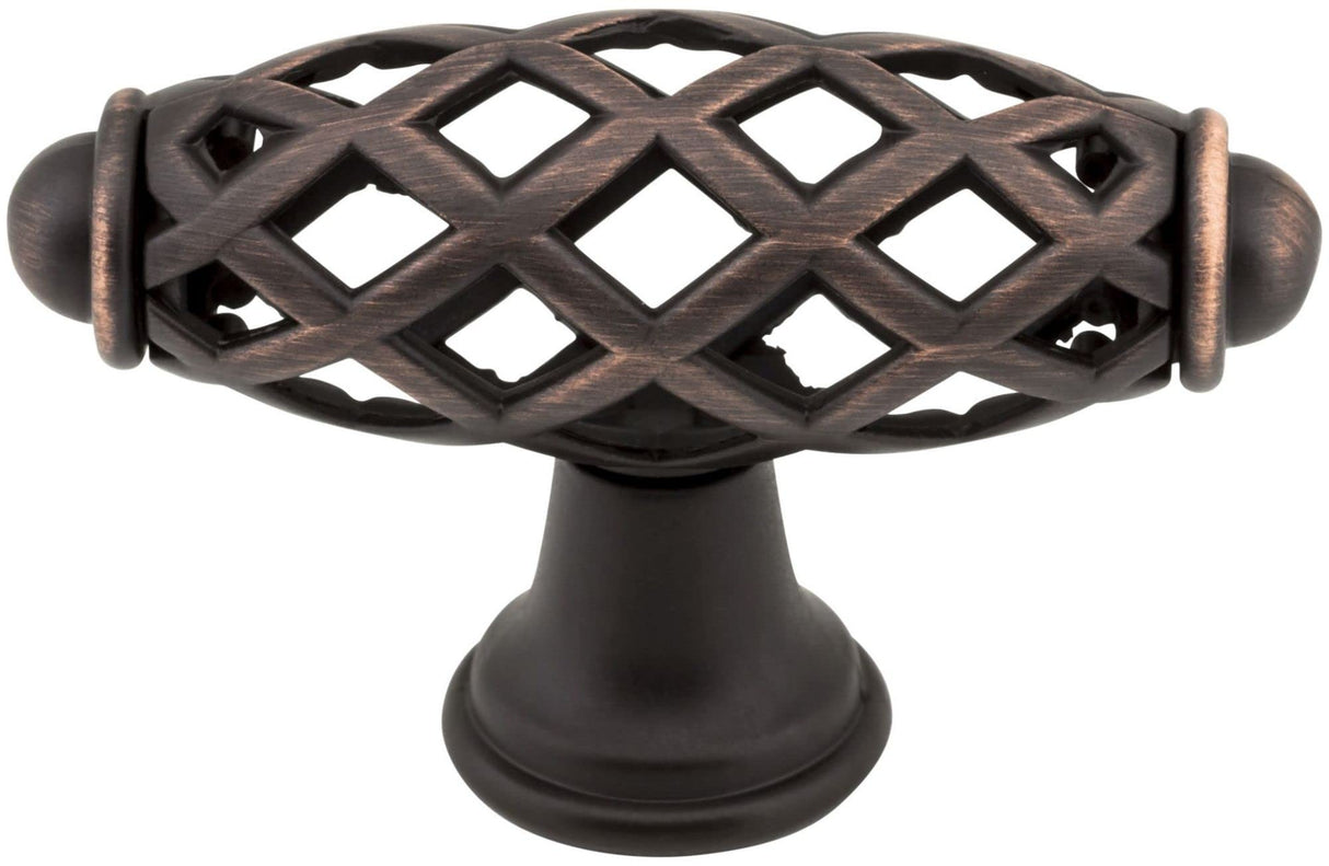 Jeffrey Alexander 749ABSB 2-5/16" Overall Length Antique Brushed Satin Brass Birdcage Tuscany Cabinet "T" Knob