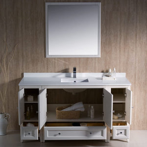 Fresca FVN20-123612AW Fresca Oxford 60" Antique White Traditional Bathroom Vanity