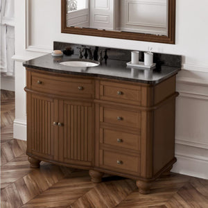 Jeffrey Alexander VKITCOM48WABGO 48" Walnut Compton Vanity, Compton-only Black Granite Vanity Top, undermount oval bowl