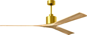 Matthews Fan NKXL-BRBR-LM-72 Nan XL 6-speed ceiling fan in Brushed Brass finish with 72” solid light maple tone wood blades