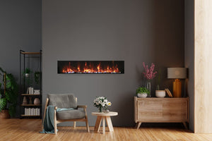 Amantii BI-40-XTRASLIM Panorama Xtraslim Full View Smart Electric  - 40" Indoor /Outdoor WiFi Enabled  Fireplace, featuring a MultiFunction Remote, Multi Speed Flame Motor, Glass Media & a Black Trim