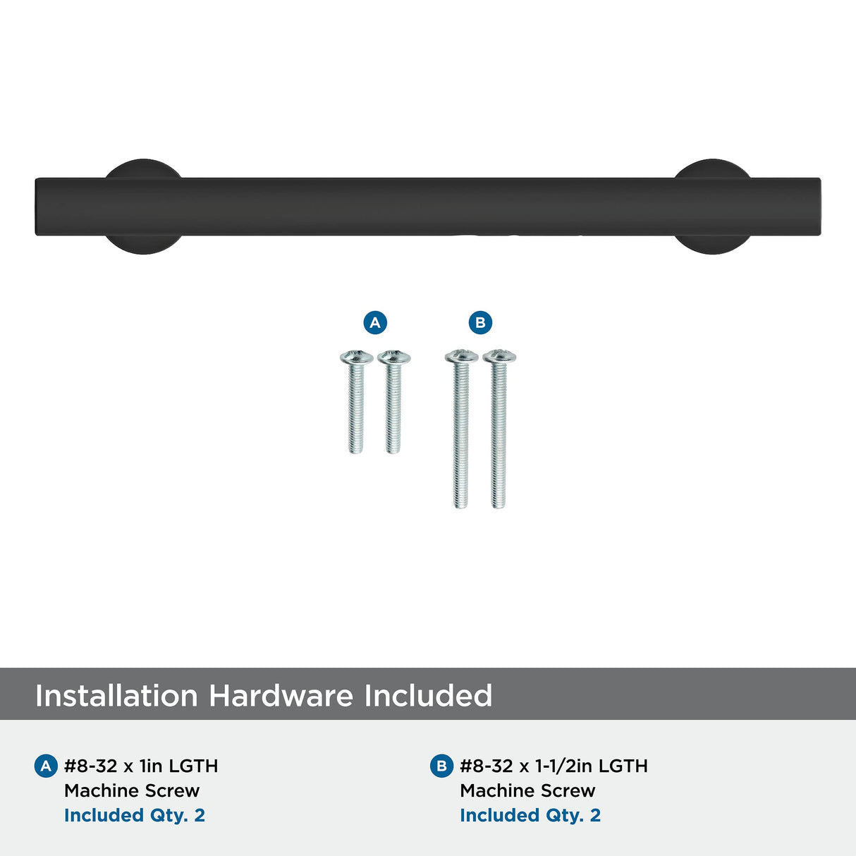 Amerock Corp BP37105MB Everett Pull, 5-1/16 in (128 mm) Center-to-Center, Matte Black