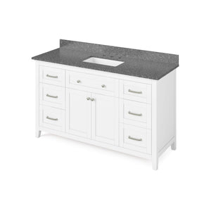 Jeffrey Alexander VKITCHA60SWHBOR 60" White Chatham Vanity, Boulder Cultured Marble Vanity Top, undermount rectangle bowl