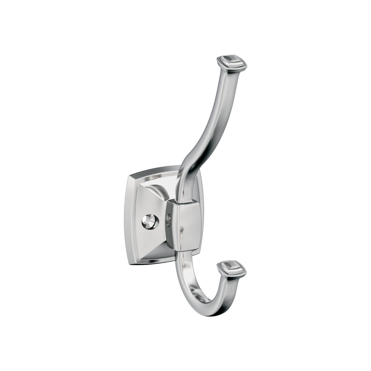 Amerock H3700226 Kinsale Double Prong Decorative Wall Hook Polished Chrome Hook for Coats, Hats, Backpacks, Bags Hooks for Bathroom, Bedroom, Closet, Entryway, Laundry Room, Office