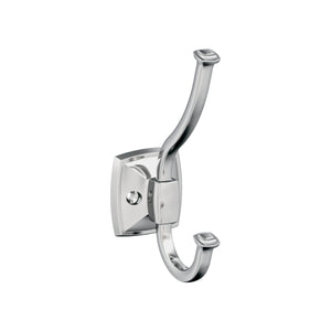 Amerock H3700226 Kinsale Double Prong Decorative Wall Hook Polished Chrome Hook for Coats, Hats, Backpacks, Bags Hooks for Bathroom, Bedroom, Closet, Entryway, Laundry Room, Office