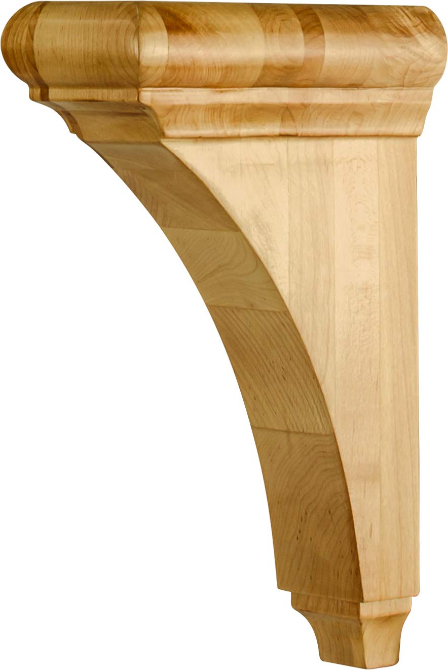 Hardware Resources COR39-2-HMP 3" W x 6-1/2" D x 10" H Hard Maple Minimal Bullnose Cap Corbel