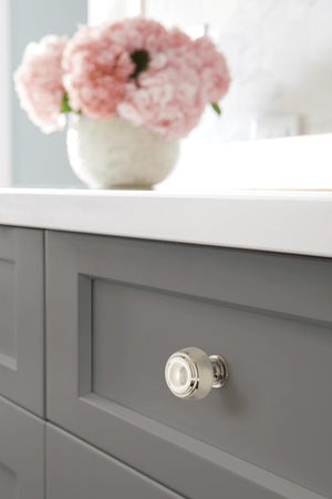 Amerock Cabinet Knob Polished Nickel 1-5/8 inch (41 mm) Diameter Kane 1 Pack Drawer Knob Cabinet Hardware