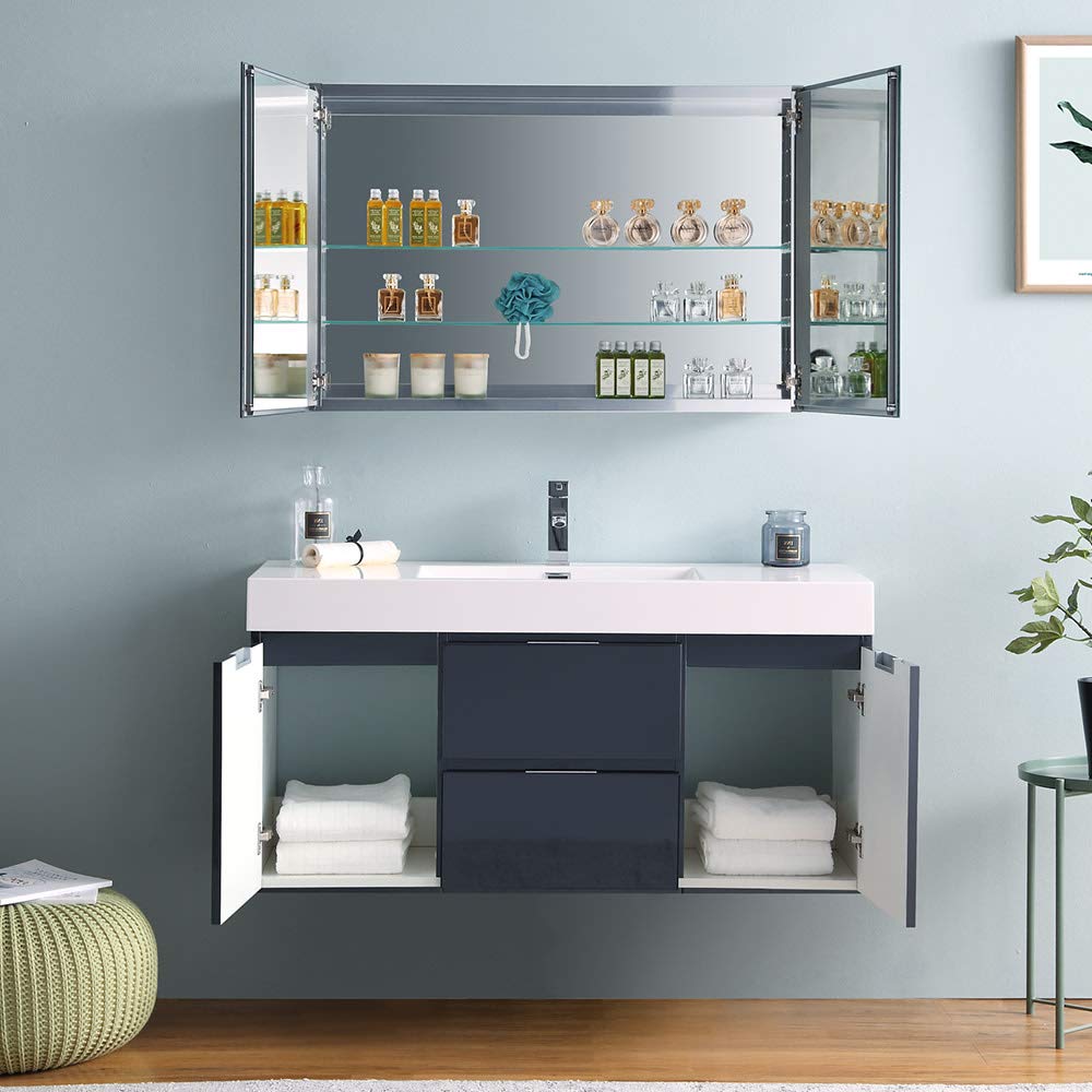 Fresca FVN8348GG Fresca Valencia 48" Dark Slate Gray Wall Hung Modern Bathroom Vanity w/ Medicine Cabinet