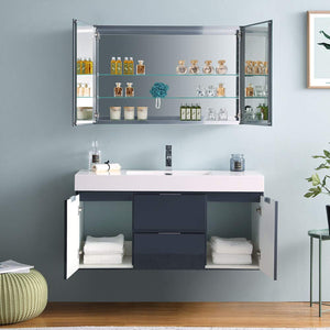 Fresca FVN8348WH Fresca Valencia 48" Glossy White Wall Hung Modern Bathroom Vanity w/ Medicine Cabinet