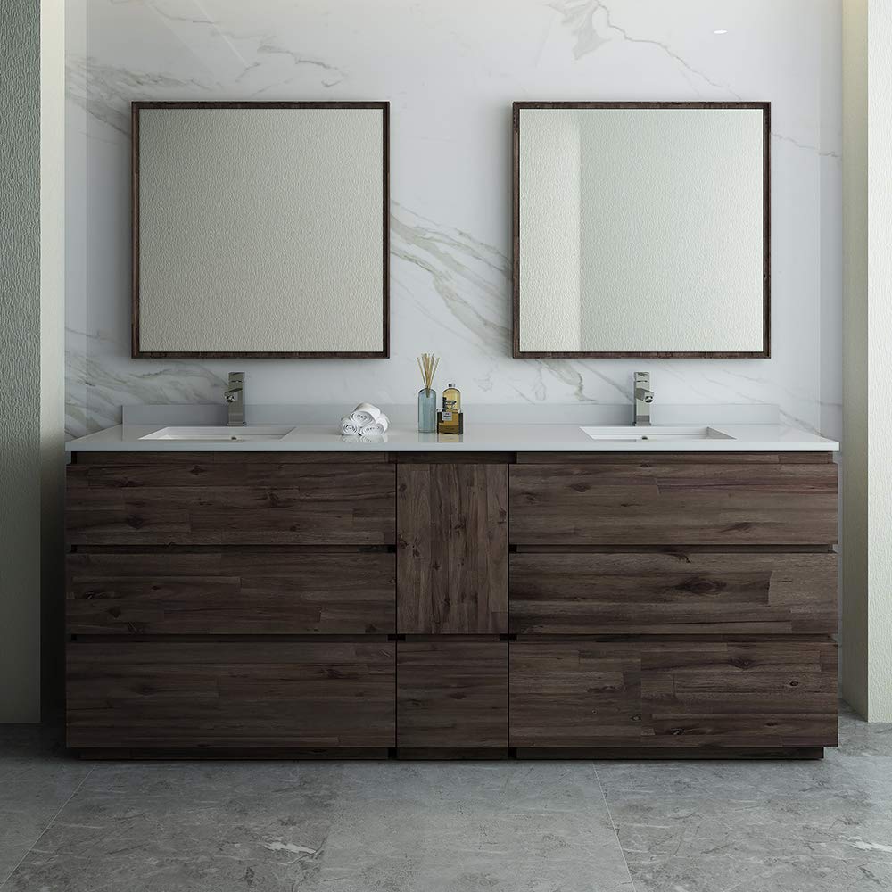 Fresca FVN31-361236ACA-FC Fresca Formosa 84" Floor Standing Double Sink Modern Bathroom Vanity w/ Mirrors