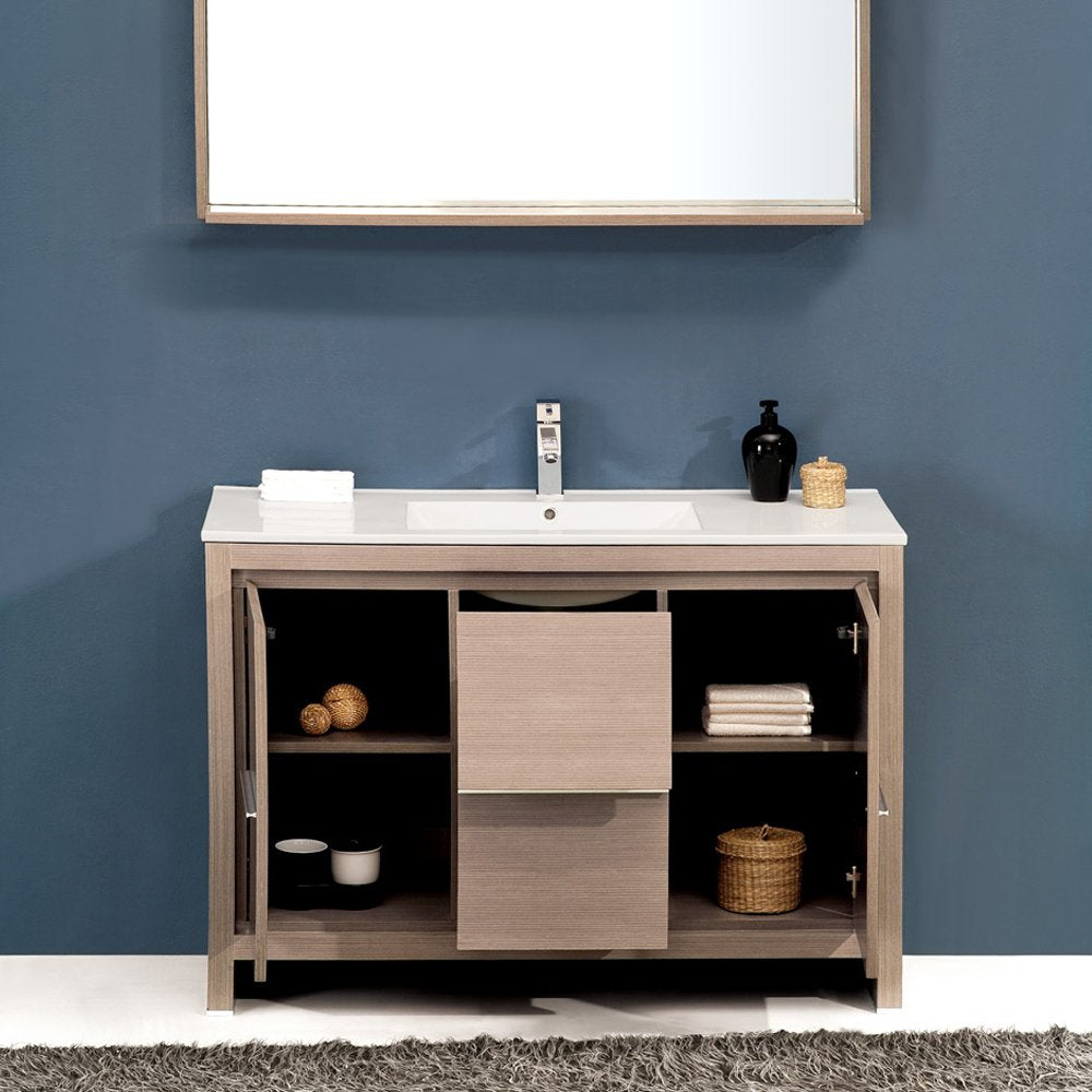 Fresca FVN8148GO Fresca Allier 48" Gray Oak Modern Bathroom Vanity w/ Mirror