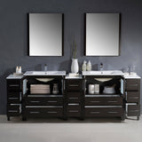 Fresca FVN62-96ES-UNS Fresca Torino 96" Espresso Modern Double Sink Bathroom Vanity w/ 3 Side Cabinets & Integrated Sinks