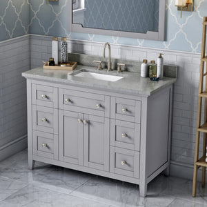 Jeffrey Alexander VKITCHA48GRSGR 48" Grey Chatham Vanity, Steel Grey Cultured Marble Vanity Top, undermount rectangle bowl