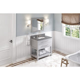 Jeffrey Alexander VKITWAV36GRBOR 36" Grey Wavecrest Vanity, Boulder Cultured Marble Vanity Top, undermount rectangle bowl