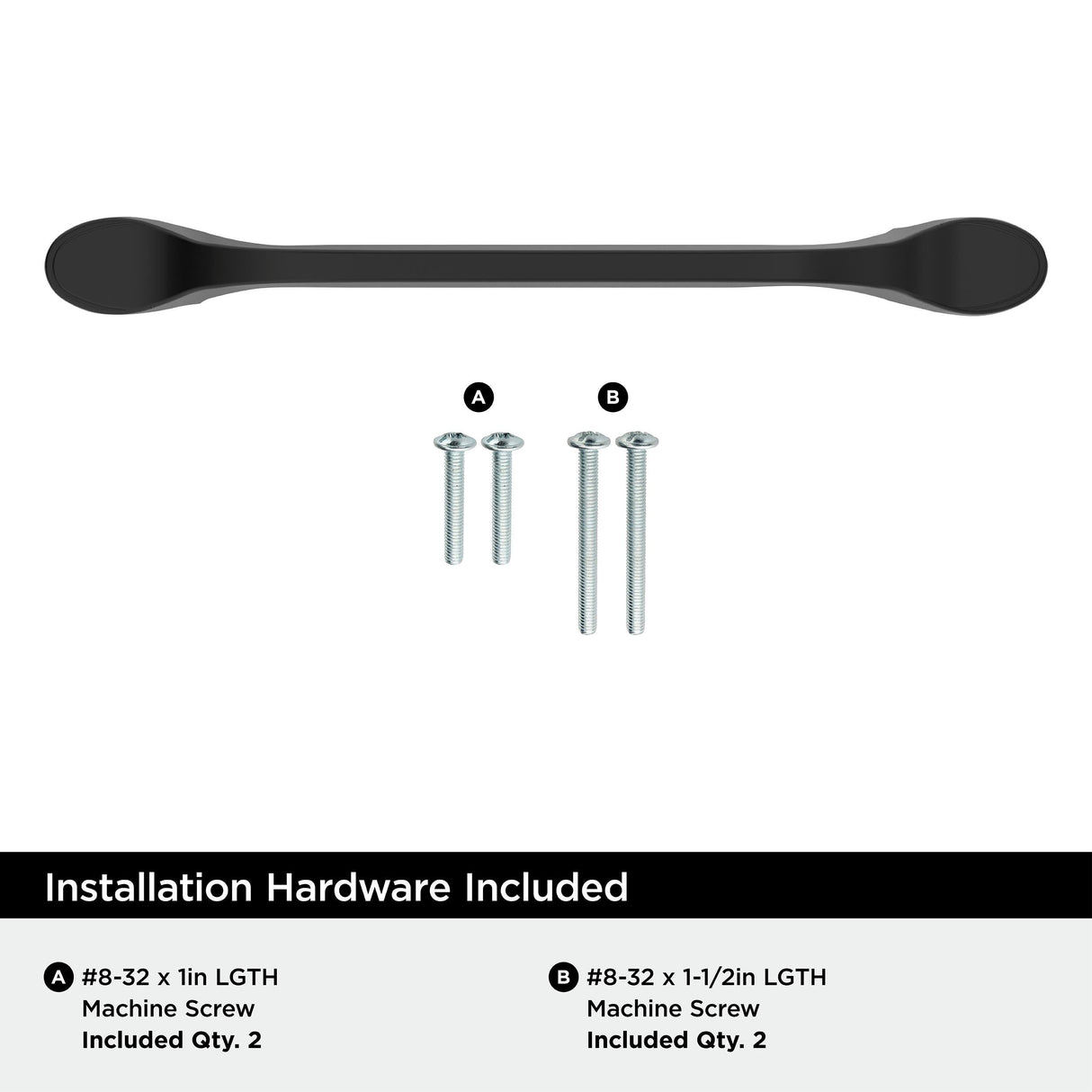 Amerock BP21937FB Matte Black Cabinet Pull 5-1/16 inch (128mm) Center-to-Center Cabinet Hardware Ravino Furniture Hardware Drawer Pull